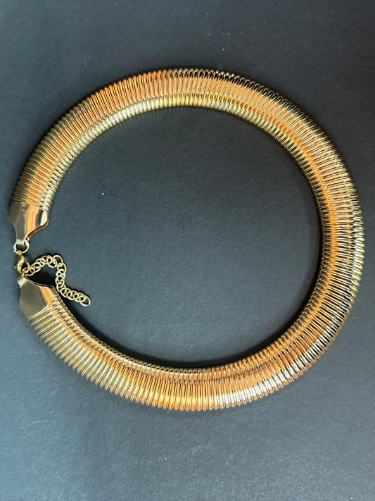 Trendy Golden Tube Choker Necklace with Adjustable Chain