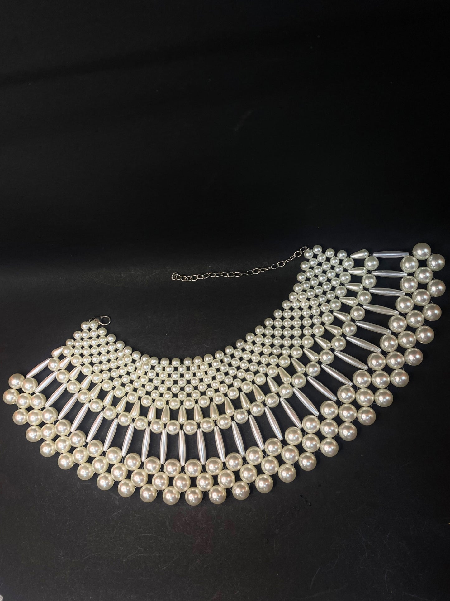 White Pearl Choker Necklace | Statement Pearl Necklace with Adjustable Chain