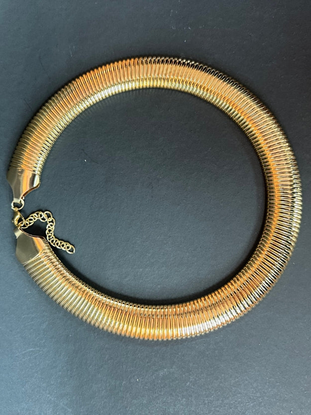 Trendy Golden Tube Choker Necklace with Adjustable Chain