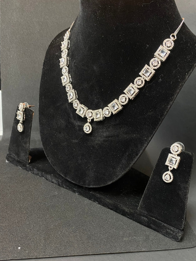 Designer Party Wear AD Stone Necklace Set for Women
