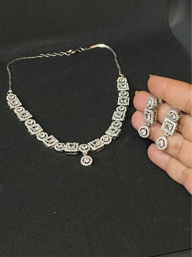 Designer Party Wear AD Stone Necklace Set for Women