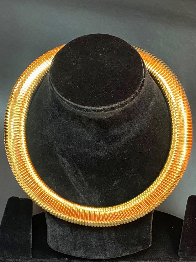 Trendy Golden Tube Choker Necklace with Adjustable Chain